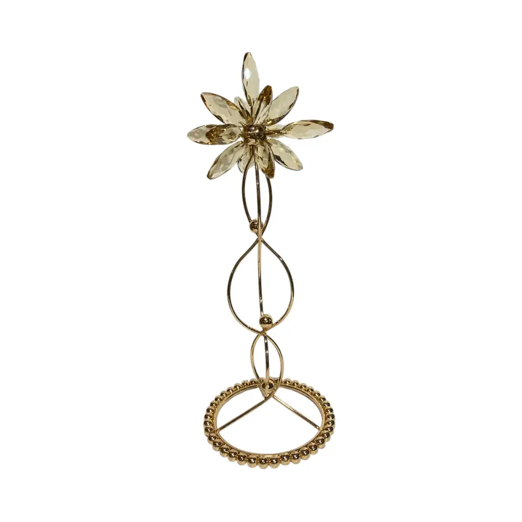CANDELABRO DE HIERRO/VIDRIO DORADO 13.5X37.5CM 