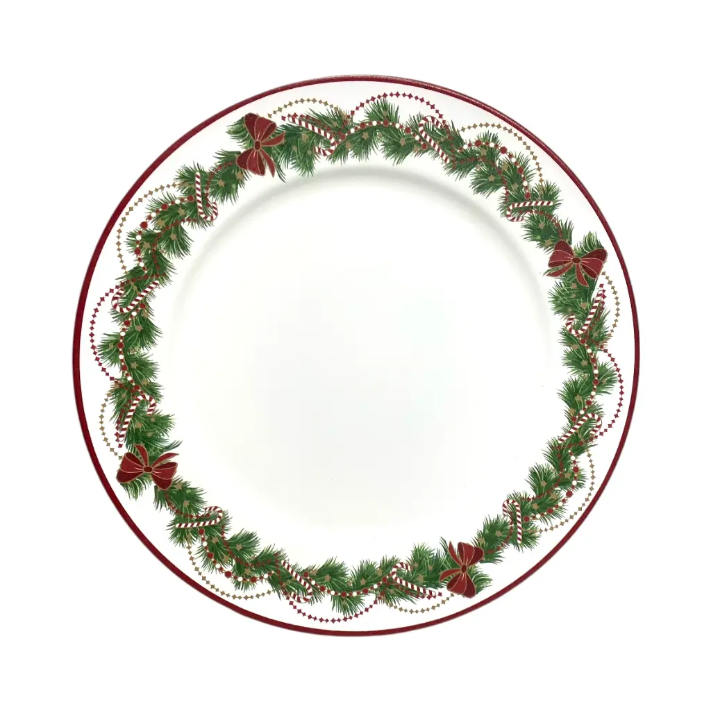 Plato base navideño, estilo moderno. 33cm, Guirnaldas y Bastones.