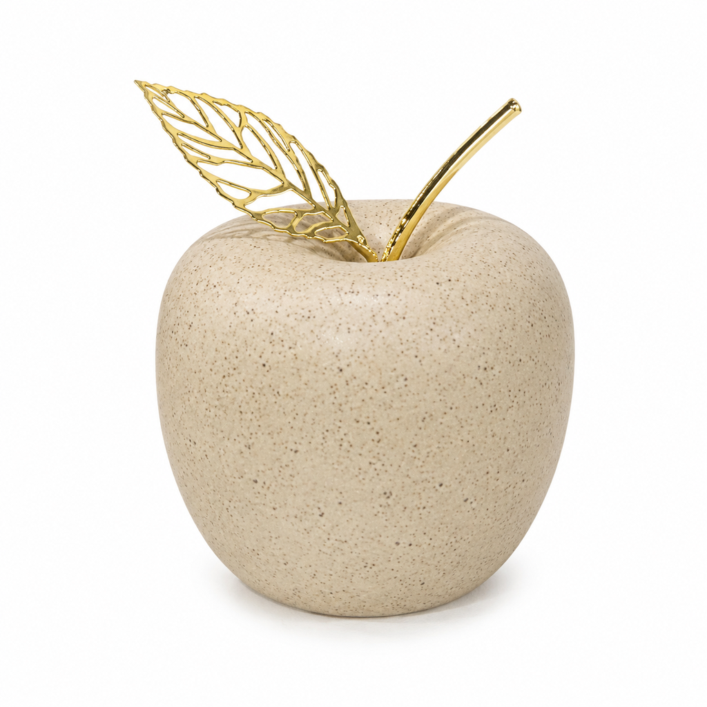 Manzana Decorativa de Cerámica Beige, estilo Nórdico, Minimalista. 8x8cm 