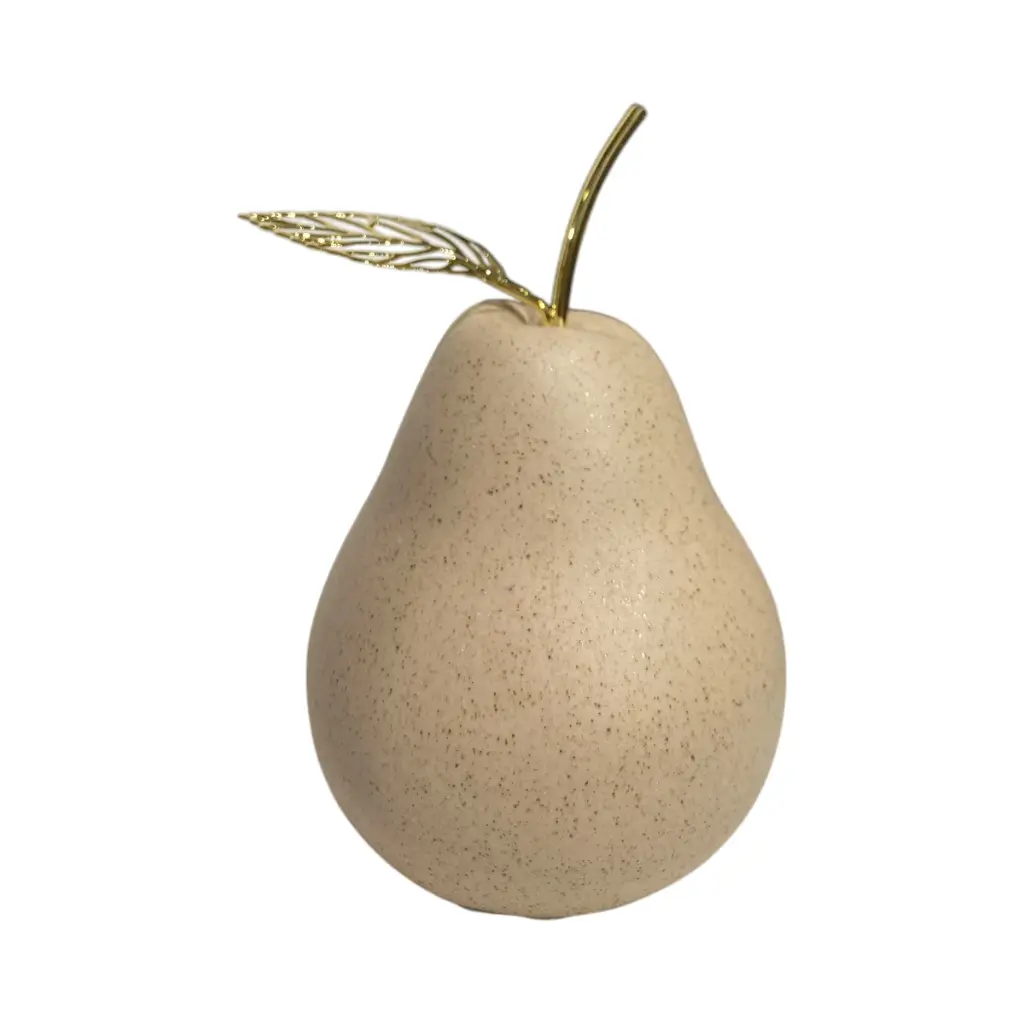 Pera Decorativa de Cerámica Beige, estilo Nórdico, Minimalista. 9x13cm  