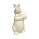 Conejo de Pascua en Cerámica Blanca Brillante, 7.5x16 Cm. 