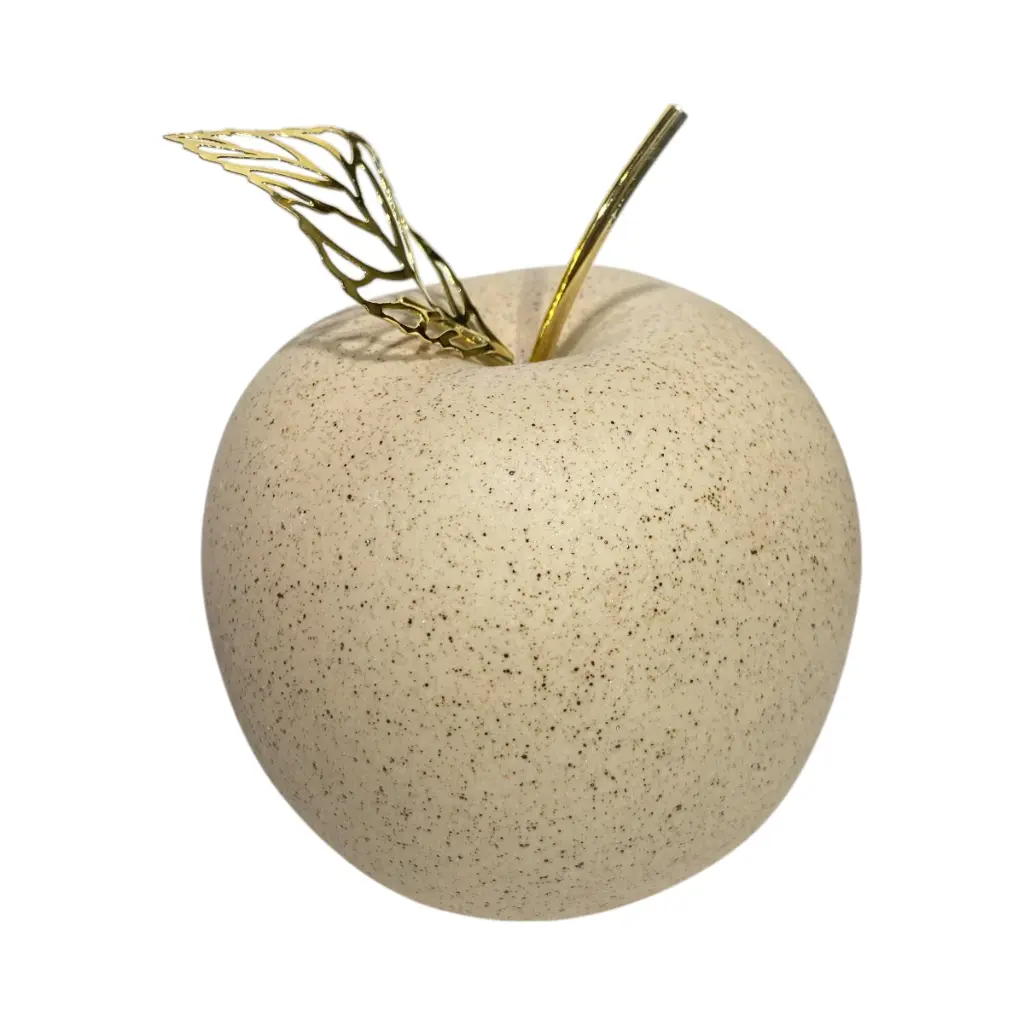Manzana Decorativa de Cerámica, estilo Nórdico, Minimalista. Textura Arena 9x11cm 