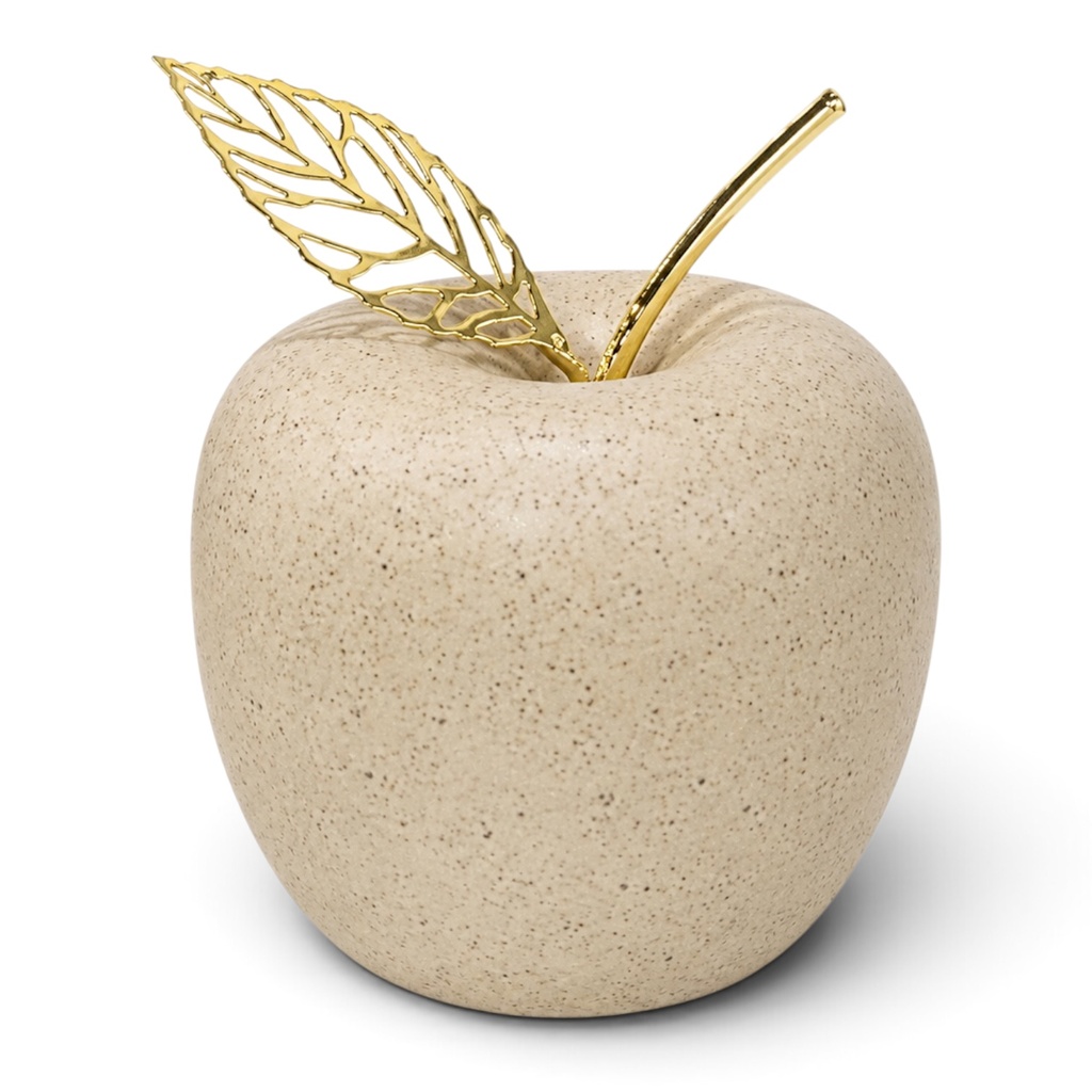Manzana Decorativa de Cerámica Beige, estilo Nórdico, Minimalista. 10x12cm