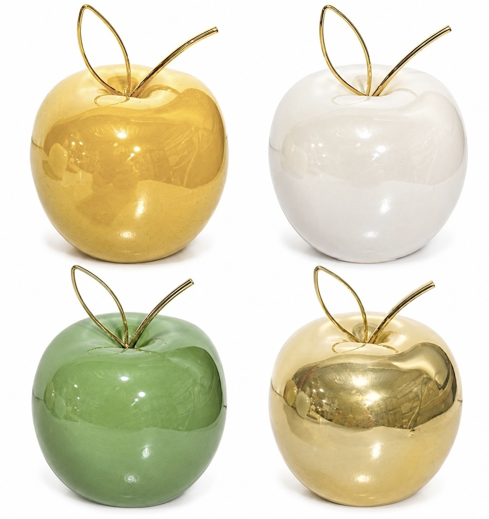 Manzana Decorativa de Cerámica Premium, estilo Glam. 11x11cm