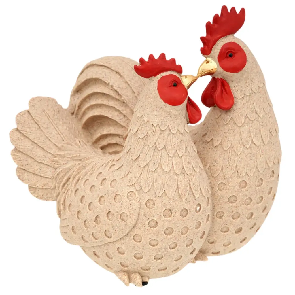 Gallo y Gallina de resina Estilo Rustico Moderno (Chic) Ref: TG172697 19x15x19cm 