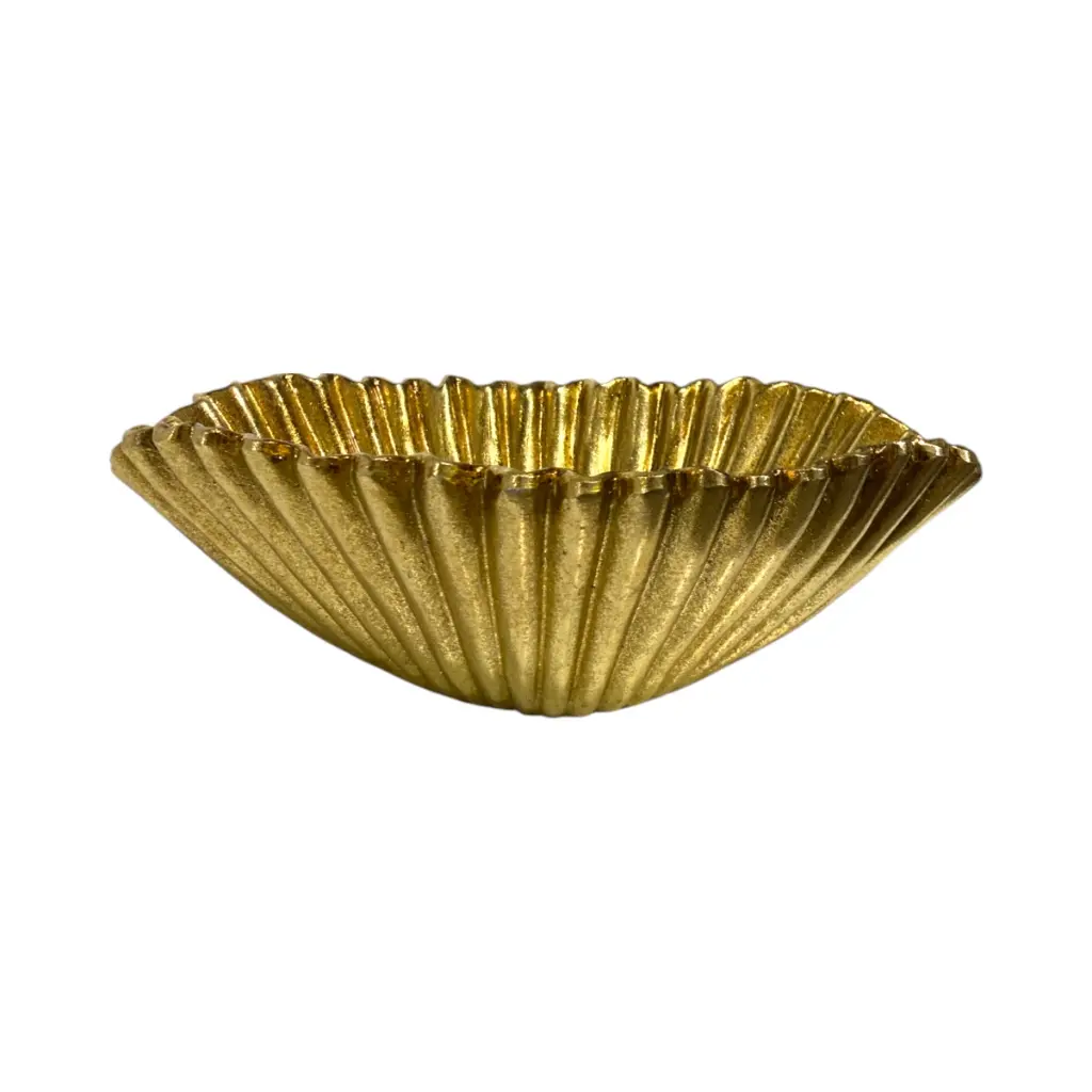Bandeja Decorativa Ondulada de Poliresina Dorada - Estilo Moderno Chic. Ref:TG536131 31x20x9cm