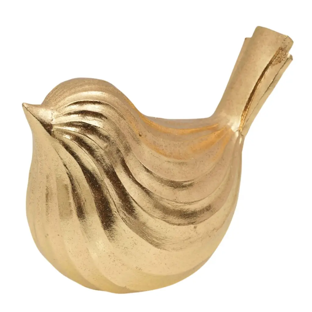 Figura Decorativa Pájaro de Poliresina Dorado, Ref:TG762840 15x9x12cm 