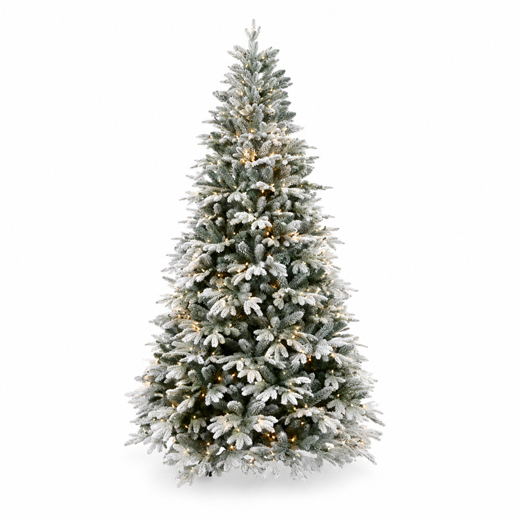 Árbol de Navidad Nevado de Lujo con Luz Led Cálida 210cm y Ø 140cm Ref:225634