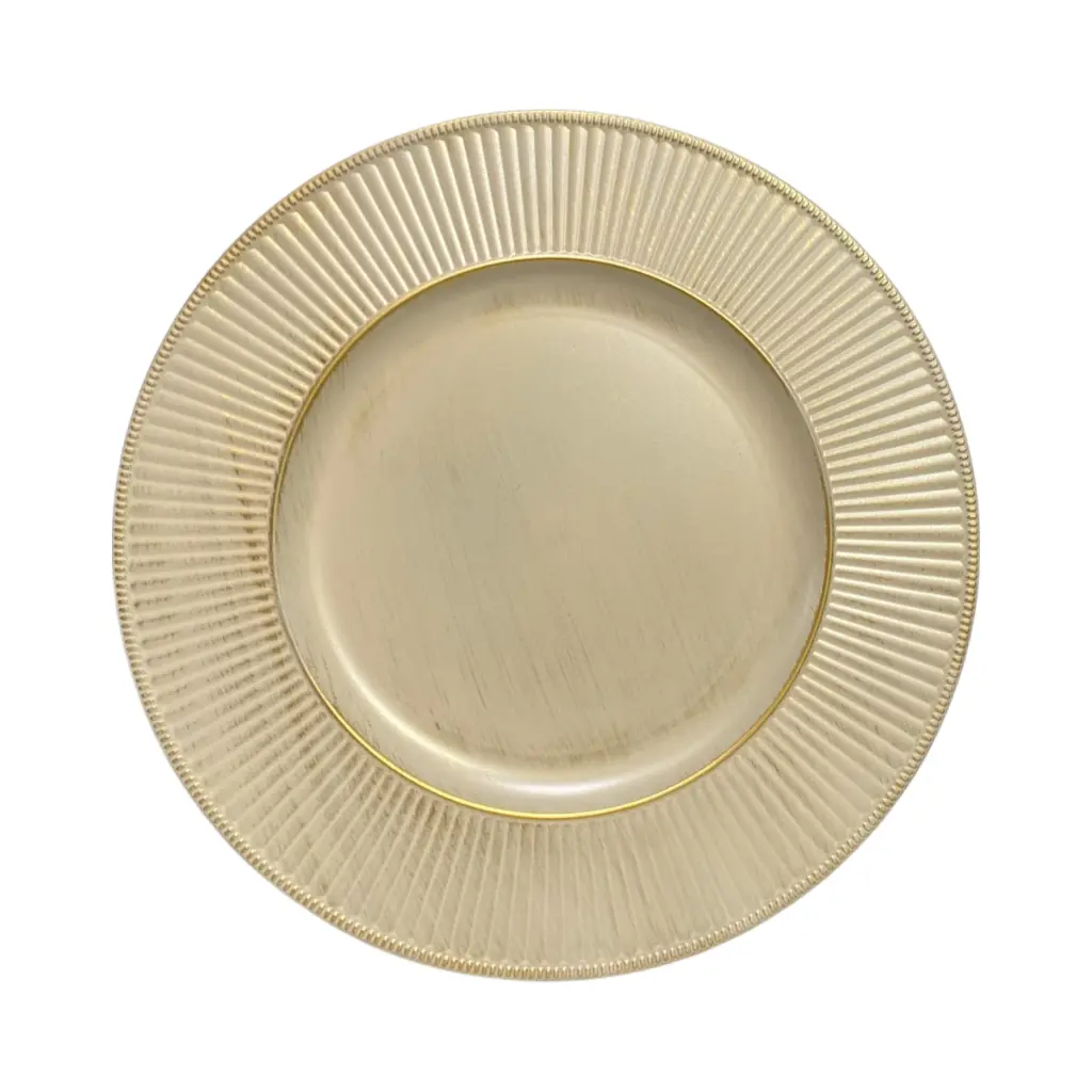 Plato Base Beige envejecido de pvc, Ref:PT131-055 Ø33cm