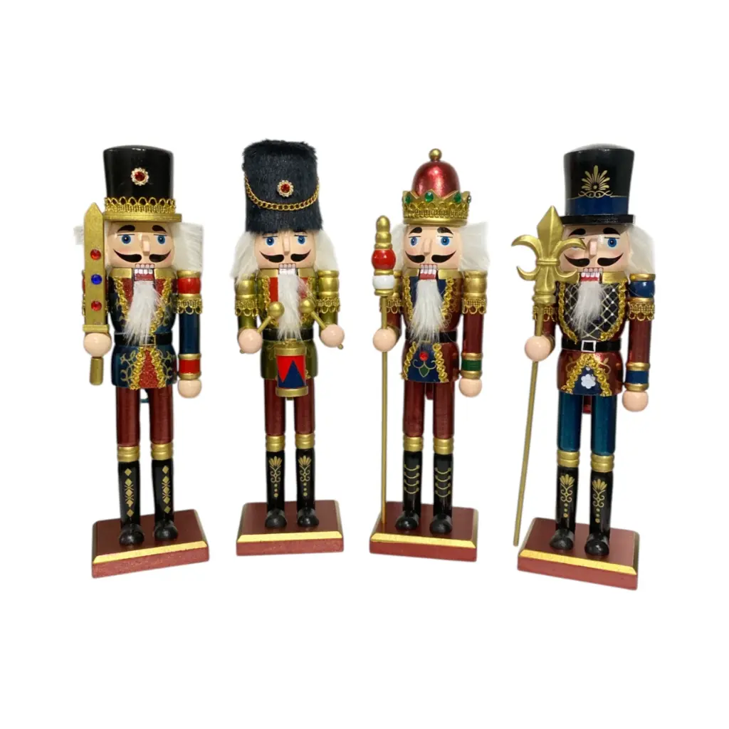 Cascanuez Navideño Madera Metalizados, 8x7x30cm