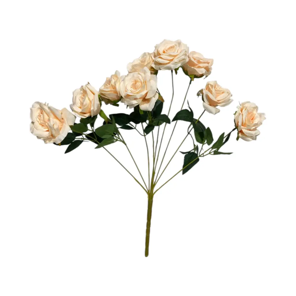 Flor artificial, rosa diamante melon tela y pvc, 45cm 