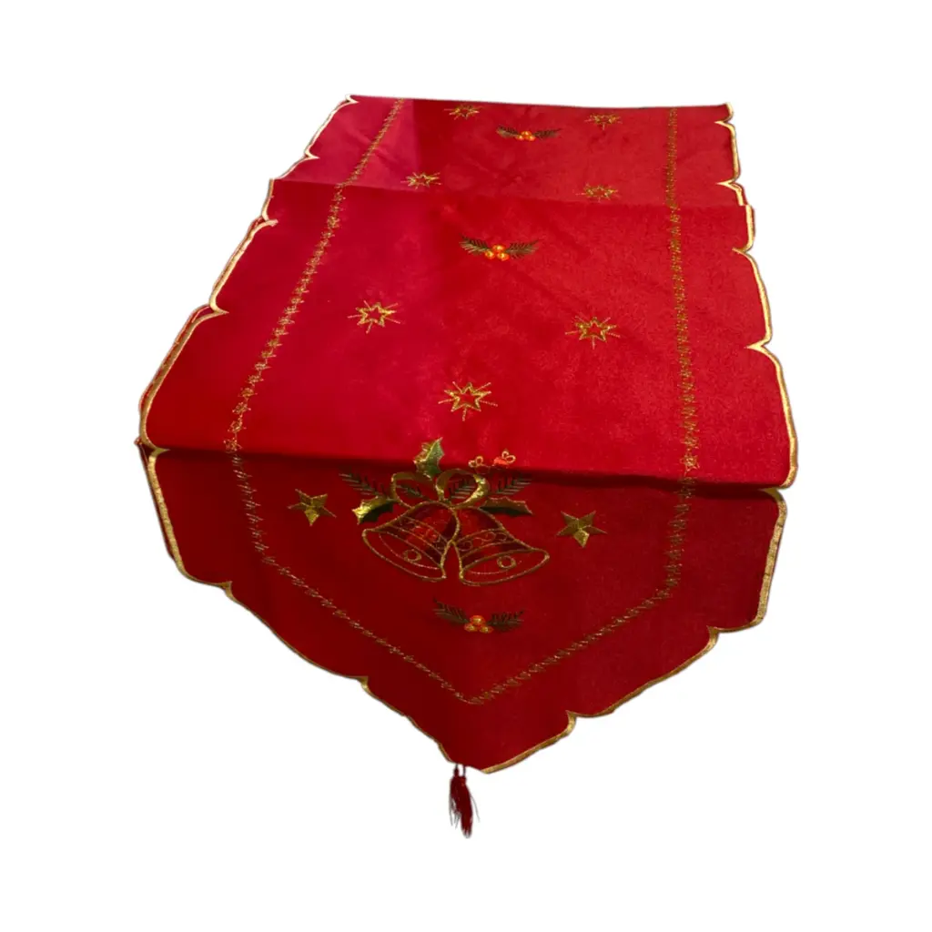 Camino de Mesa Navideño Campanas Rojo. 40x190cm  