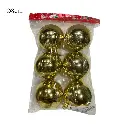 Bombillo de Navidad Dorado Ø8cm, Set x 6pcs.