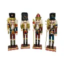 Cascanuez Navideño Madera Metalizados, 12x12x60cm