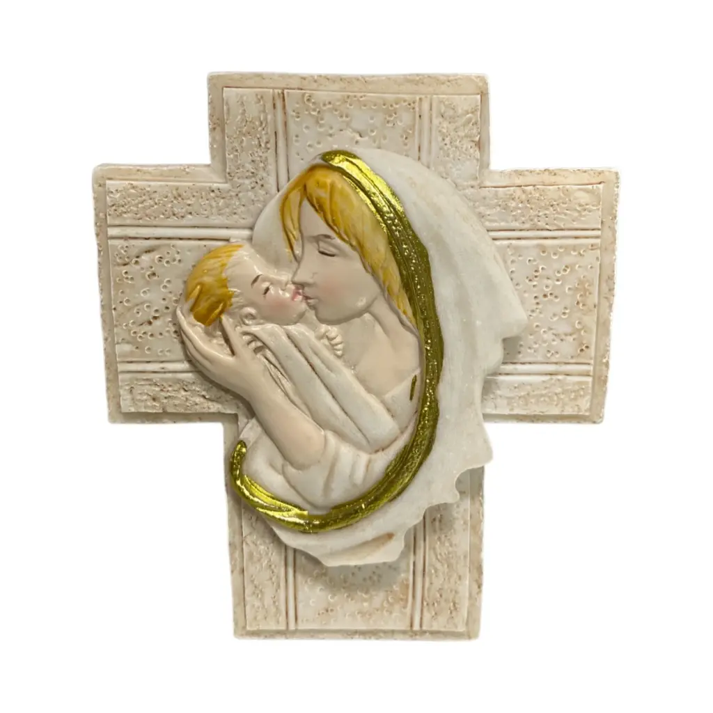 Cruz Virgen, cerámica, Recuerdo. Ref:81711018. 7.5x9cm 
