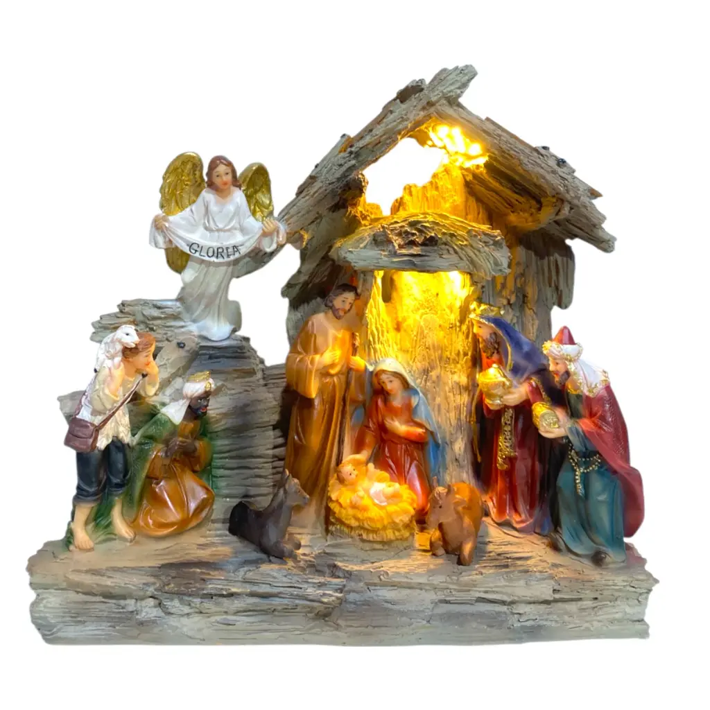Nacimiento con luz, polirresina. REF:GS-108497-1 (27x11x25cm)