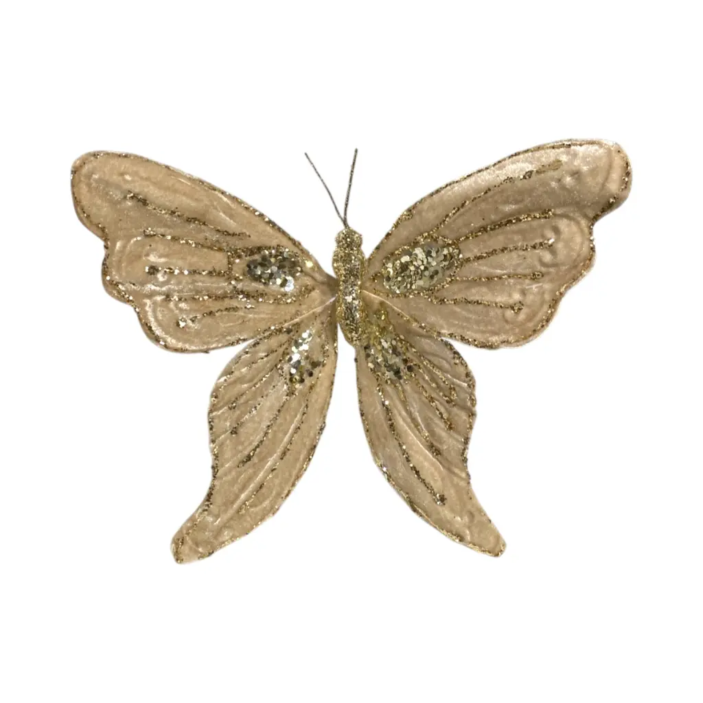 Mariposa Terciopelo Champagne con dorado. Ref:ES29967. (27x30cm)
