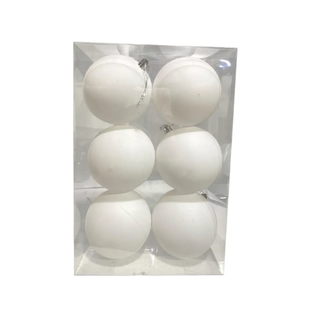 Esfera Navideña Blanca Ø10cm, set x 6unid. Ref:IC01-B25266.