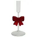 Candelabro de vidrio con lazo rojo. Ref:ES29187 (9x25cm)