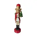 Oso soldado navideño, rojo, poliresina. Ref:TG762601 (11.5x10x38cm)