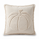 Forro de cojín calabaza de felpa beige, 45x45cm.