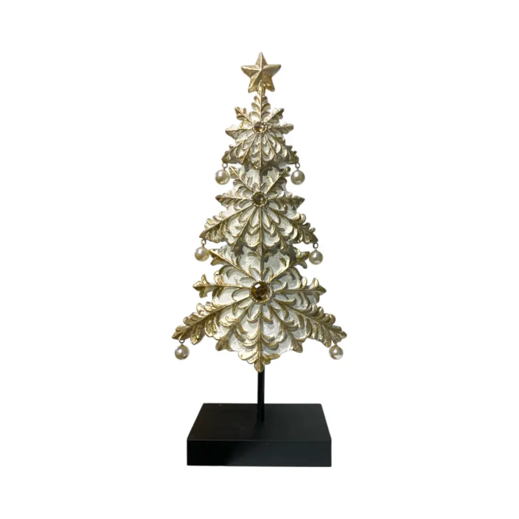 Árbol Navideño Champagne/Crema, resina. Ref:TG76615 (21x9x48cm) 