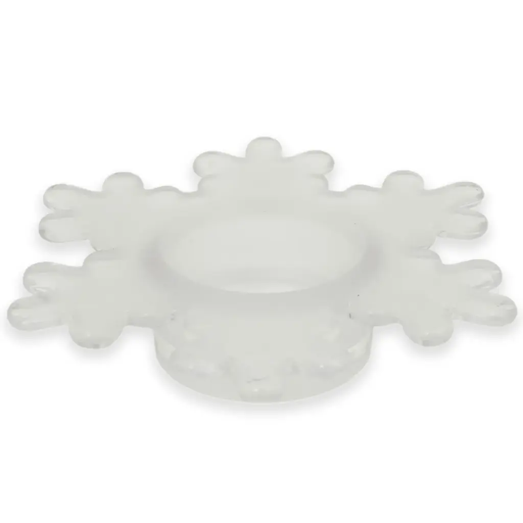 Candelabro de vidrio forma copo nieve. Ref:ES29855. Ø14cm x 3cm
