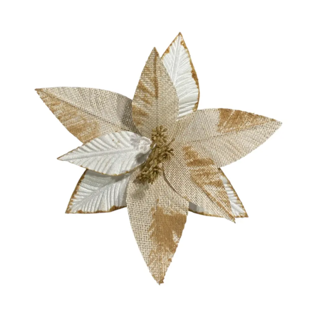 Flor Navideña Yute lino crema, Ø28cm. Ref:669277