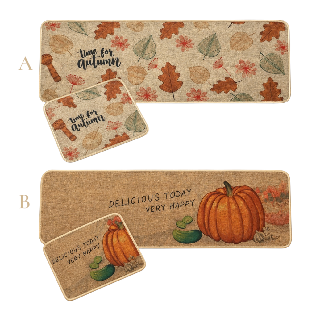 Set de 2 alfombras antideslizantes de cocina thanksgiving. G:118x38cm; P:58x38cm