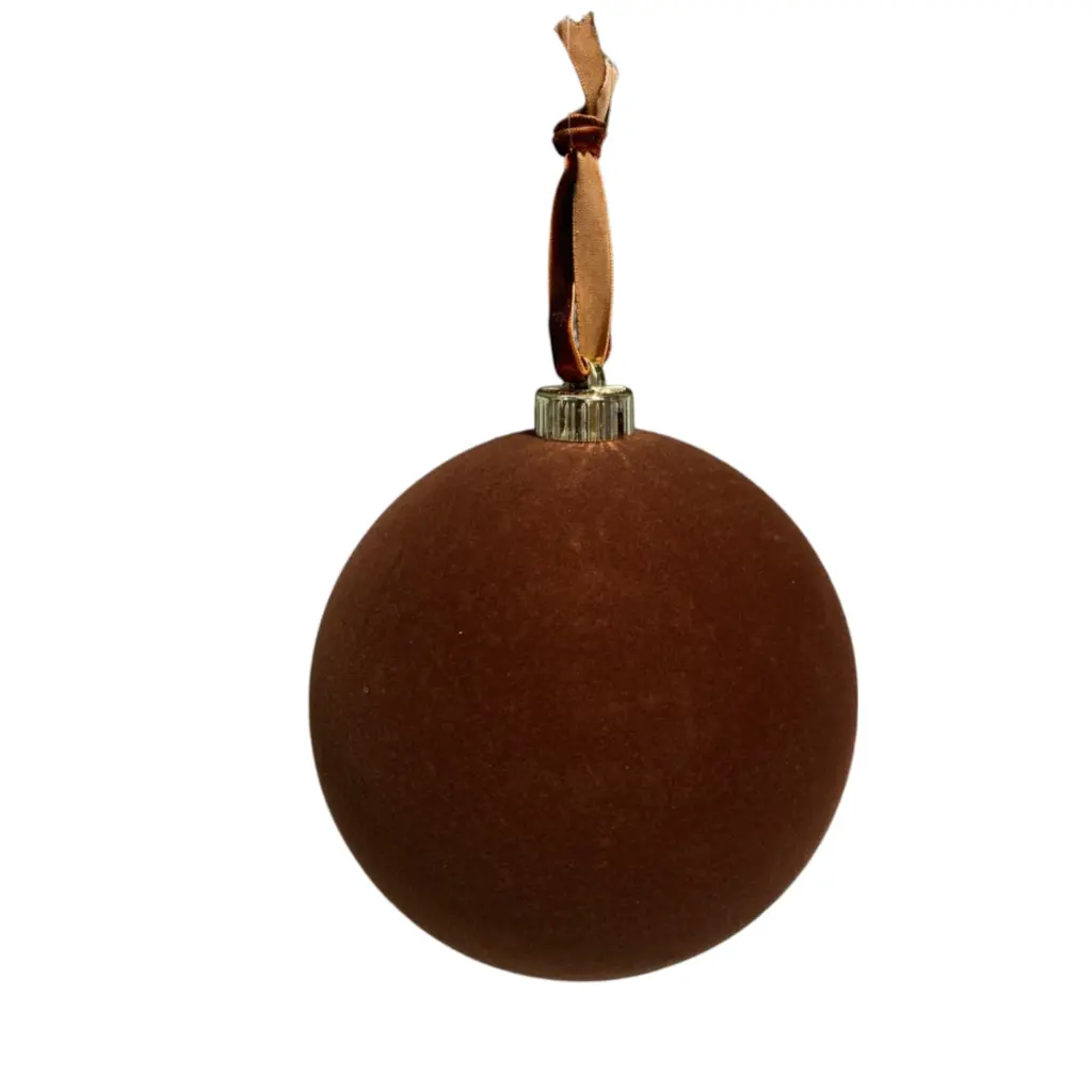 Esfera navideña café terciopelo, Ø15cm. Ref:ES29350