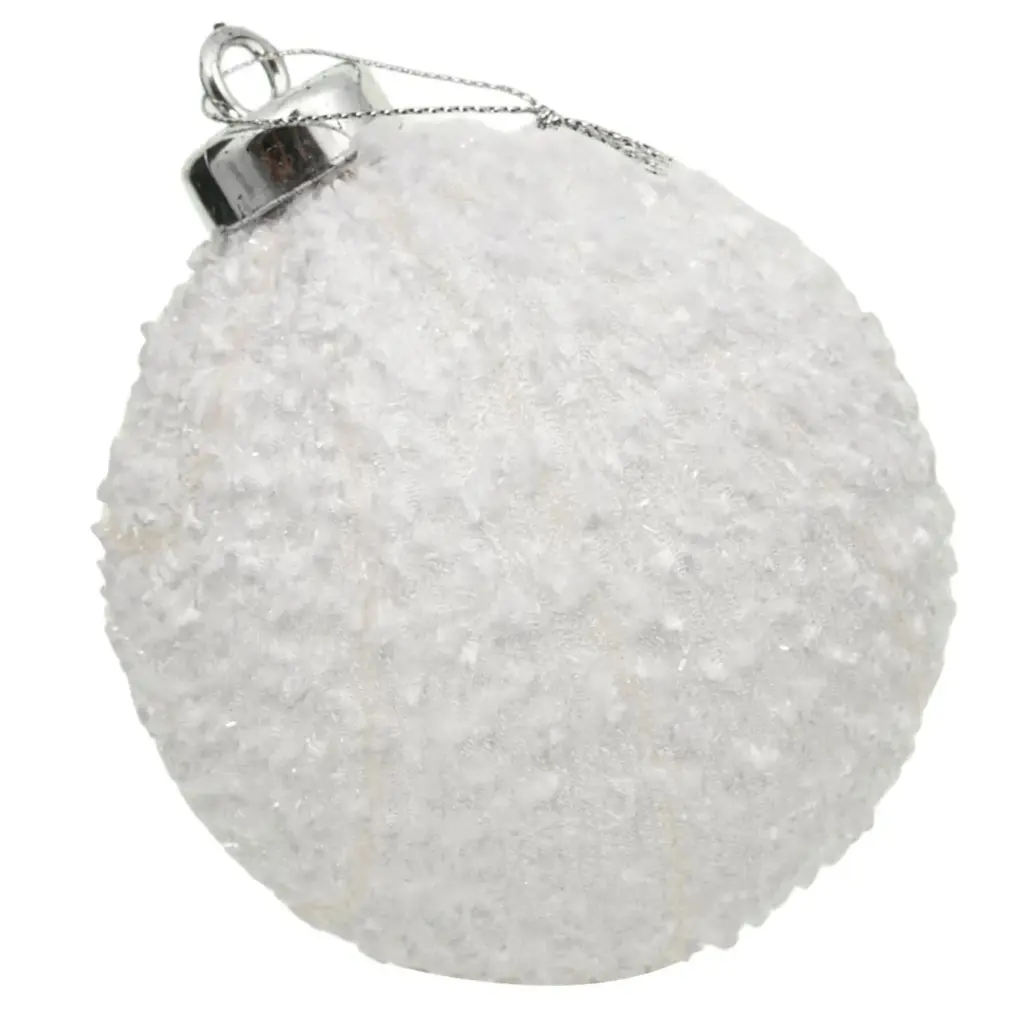 Esfera Navideña Blanca forrada con tela, Ø10cm, set x 2pcs. Ref:ES30893 