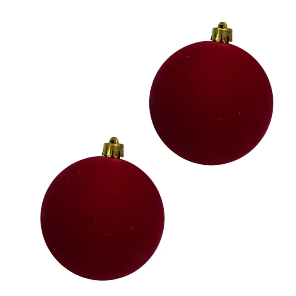 Esfera Navideña Terciopelo Burgundy  Ø10cm, set x 2pcs. Ref:AR3-1002(FL)