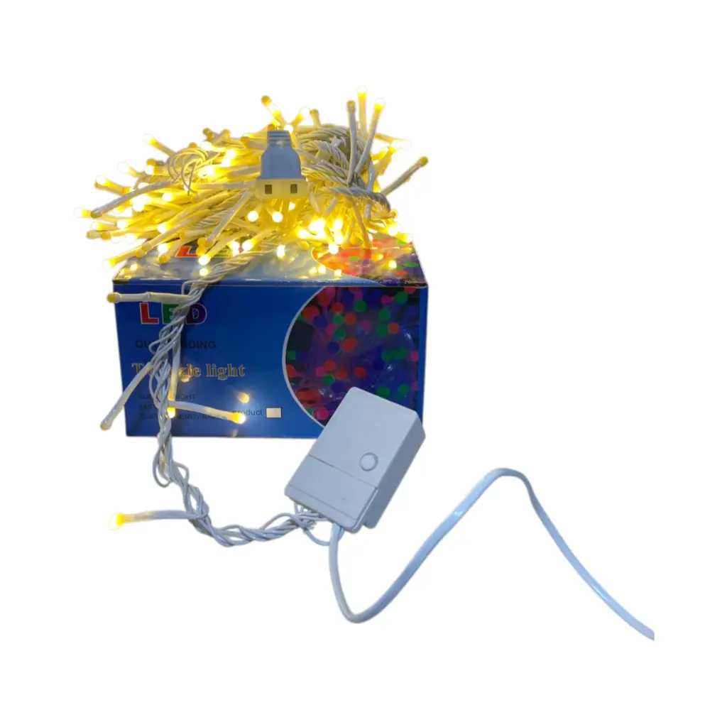 Luces Navideñas Petardo 200L x 6mt. Neutra. Doble conector. 