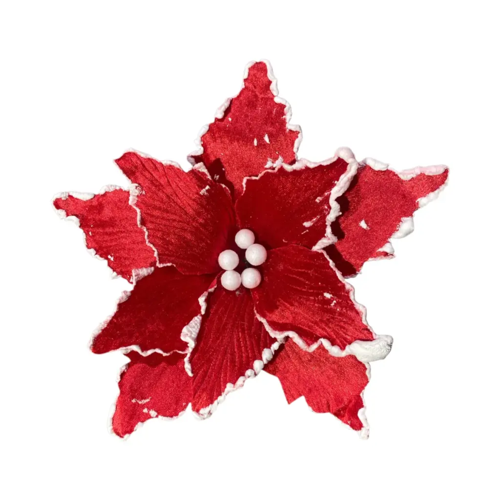 Flor Navideña Roja filo blanco, Ø25cm. Candy