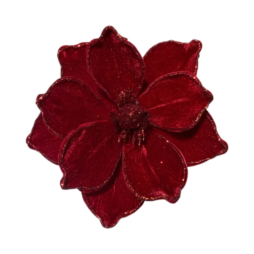 Flor Navideña Magnolia de terciopelo Rojo oscuro, Ø22cm