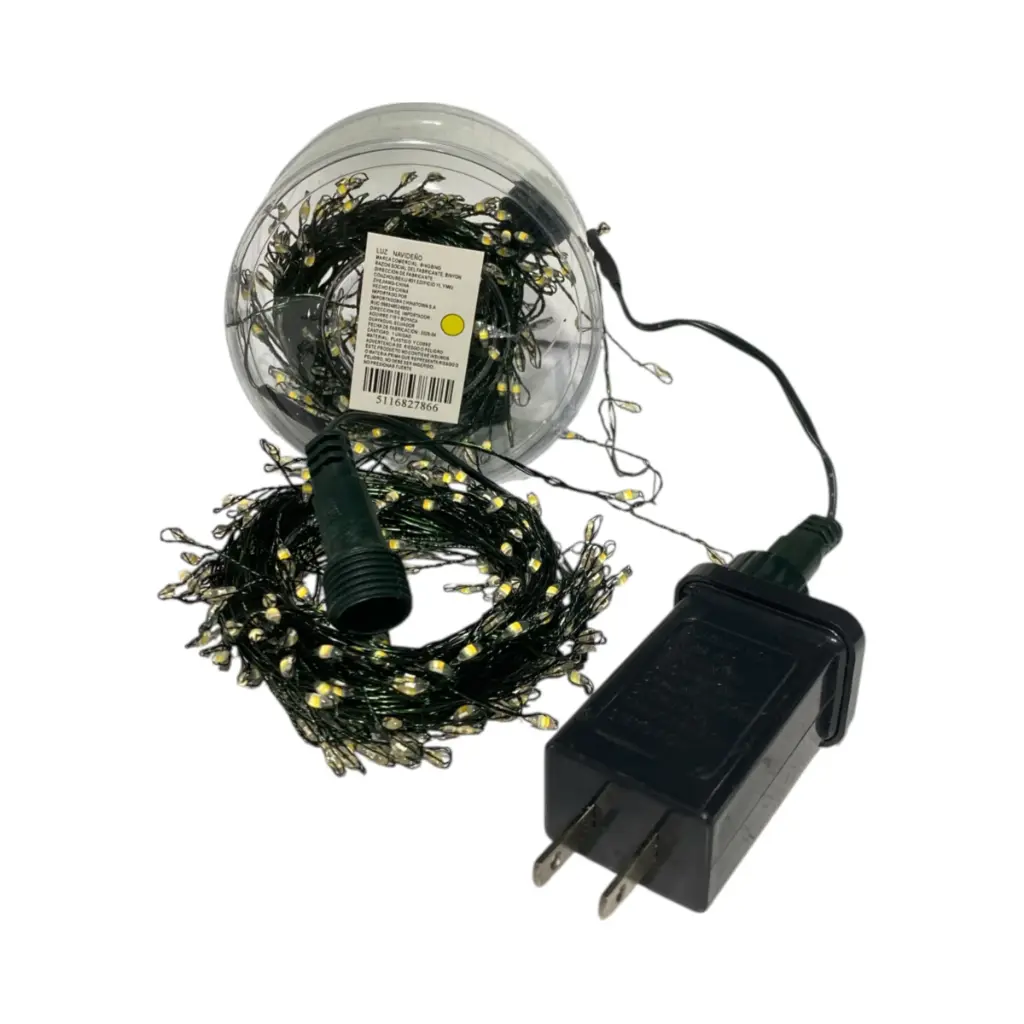 Luces Navideñas MicroLed 200L mixtas cálida/blanca, extra fuertes 6m, cable verde. 