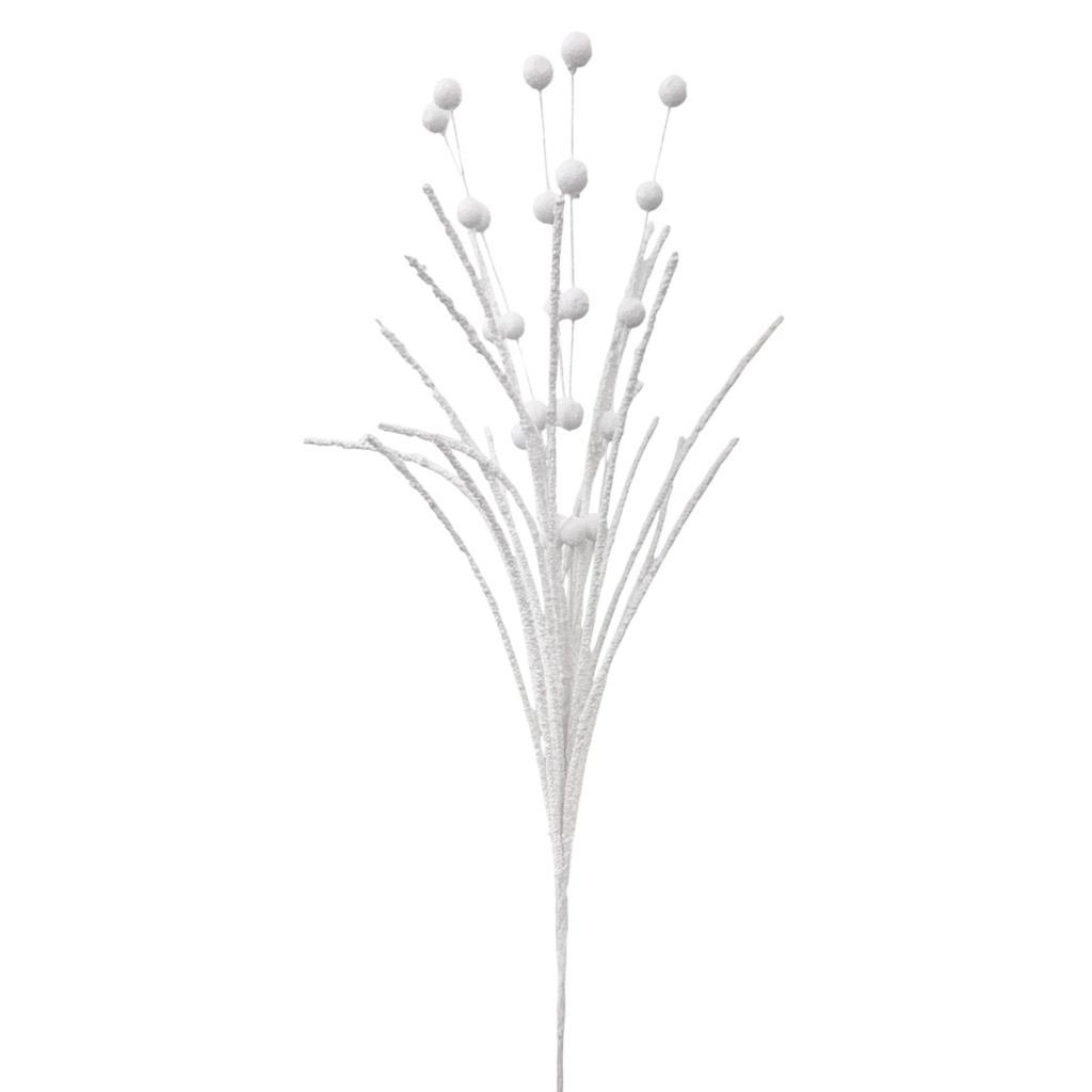 Rama navideña Espiga bolitas blancas, 58cm 
