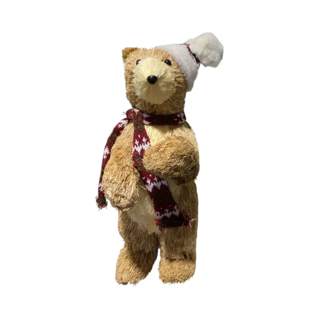 Oso Navideño de fibra natural, 16x24x46cm