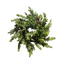 Corona Navideña ramas de pino y piñas, muy realista base de bejucos. Ø65cm