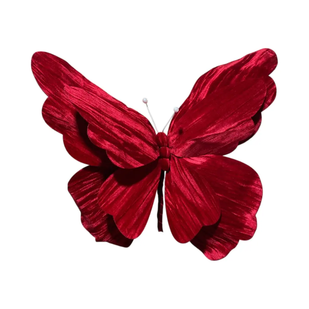 Mariposa Navideña Terciopelo Vino, 58x40cm