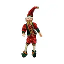 Elfo Navideño rojo con verde Terciopelo, 30x12x80cm    