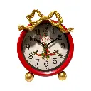 Reloj Navideño Lazo Dorado con Rojo, metálico. 13x7x16cm  
