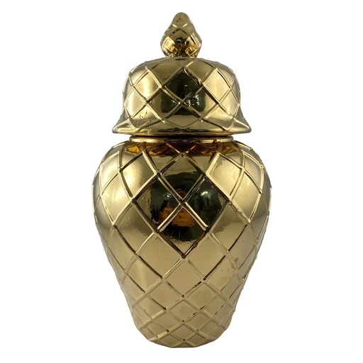 [442-352219] ANFORA C/ TAPA DORADO 16*16*28.5CM