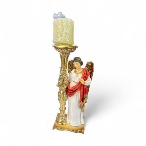 [064-493193] ANGEL CON CANDELABRO Y VELA 29X10CM