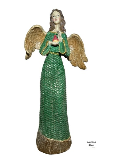 [XX9010708] ANGEL VERDE C/ DORADO 39CM