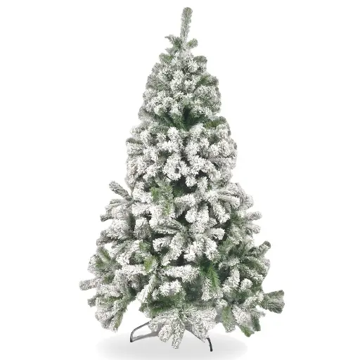 [205370] ARBOL DE NAVIDAD ALASKA FRONDOSO NEVADO CUERPO RAMA PVC 6PIES 185 CM