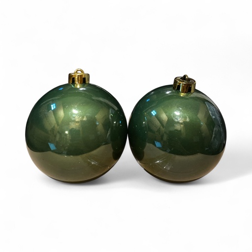 [6584599247120] ESFERA NAVIDAD 12CM X2PZ. VERDE+PERLA REF: ES24712
