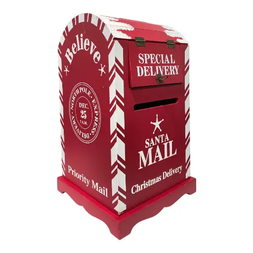 [8679811638126] BUZON NAVIDEÑO ROJO "SPECIAL DELIVERY" MADERA 39X23X23CM
