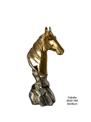 [FI-2023-720] CABEZA DE CABALLO DORADO 32X16CM