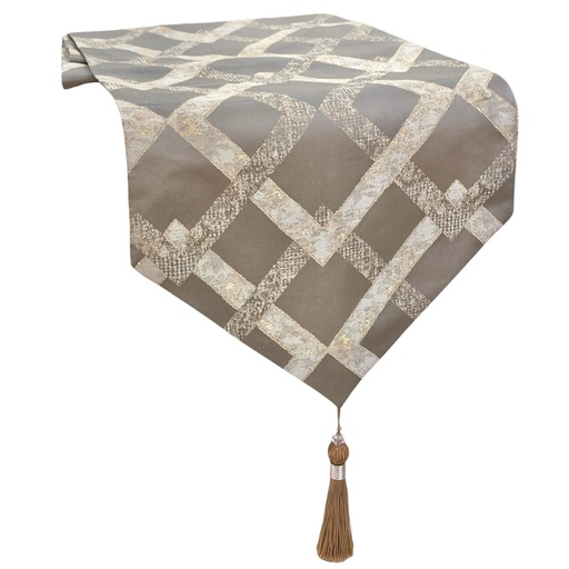 [IC1110-47] CAMINO DE MESA GRIS/DORADO 210X33CM